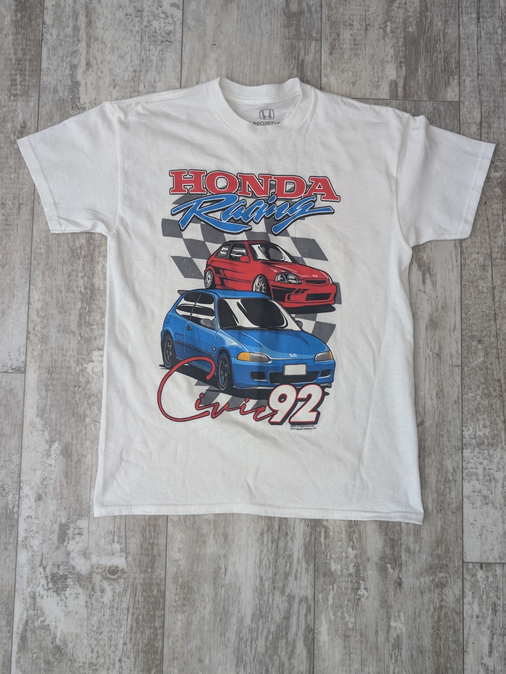 Honda Racing 'Civic 92' Graphic Tee - White with Red & Blue